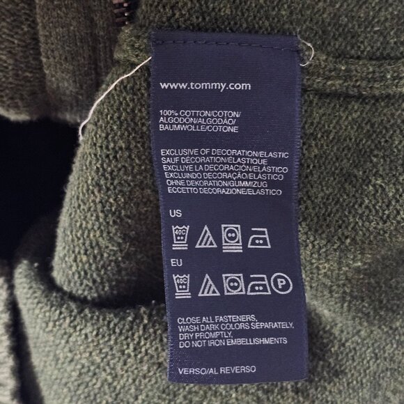 Tommy Hilfiger Preppy Patches Mens Medium Long Sleeve Full Zip Green Sweater - Picture 4 of 6